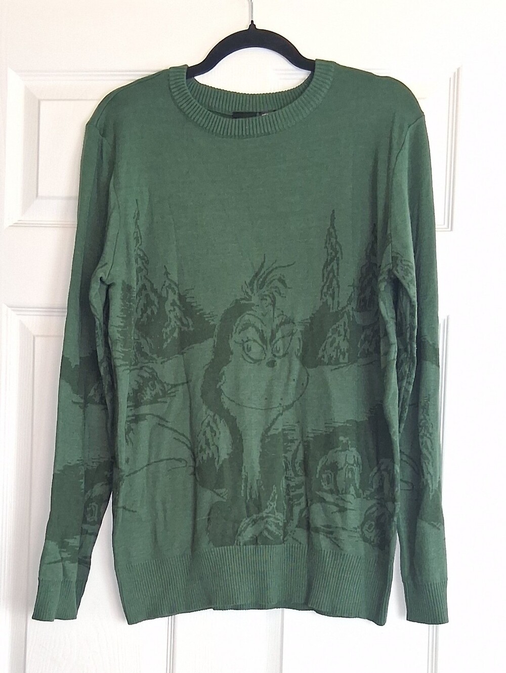 Dr. Seuss Green Grinch Long Sleeve Crewneck Holiday Sweater